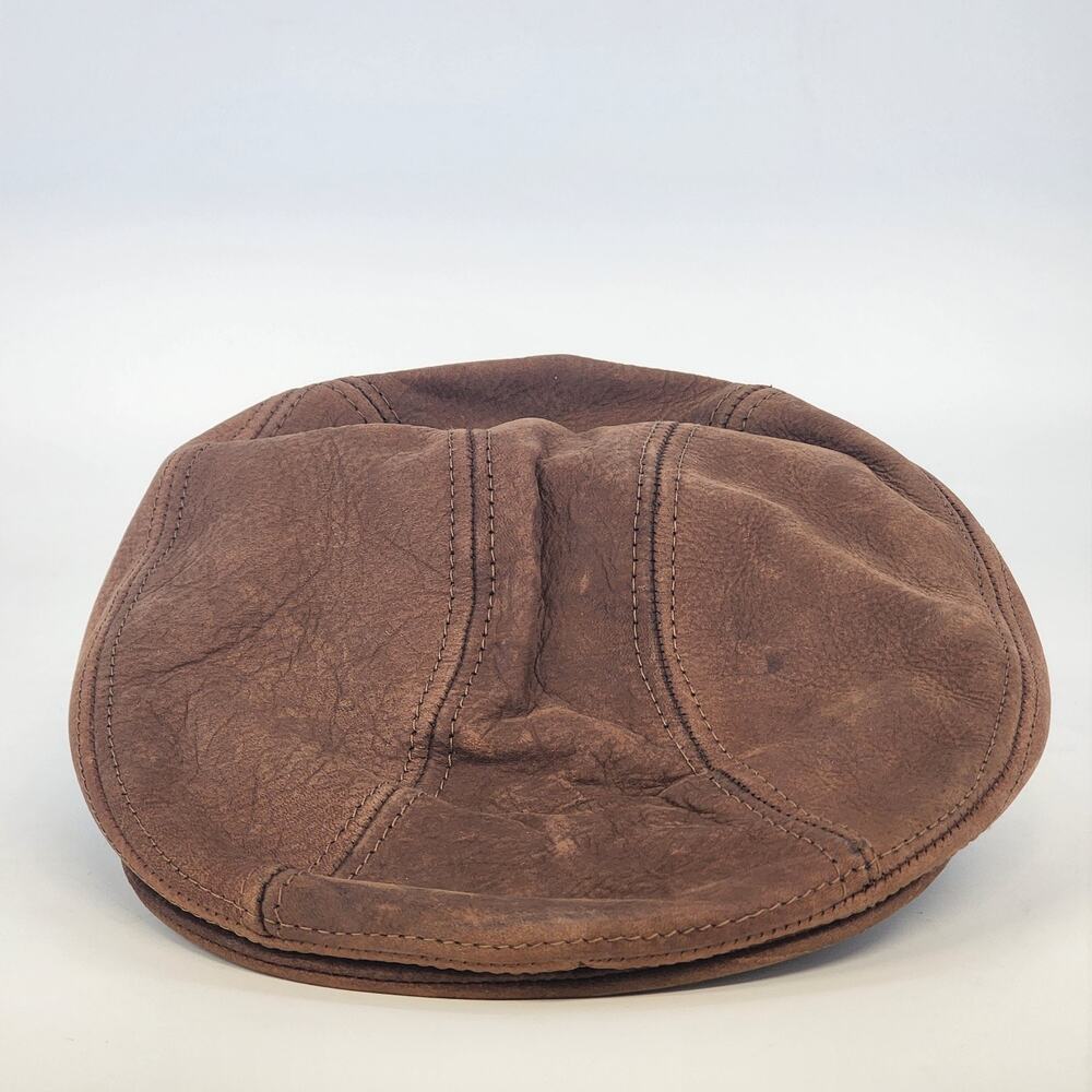 Leather Newsboy Cap Mens Small Medium Cabbie Driver Hat Made in USA Classic Y2K - Picture 10 of 13